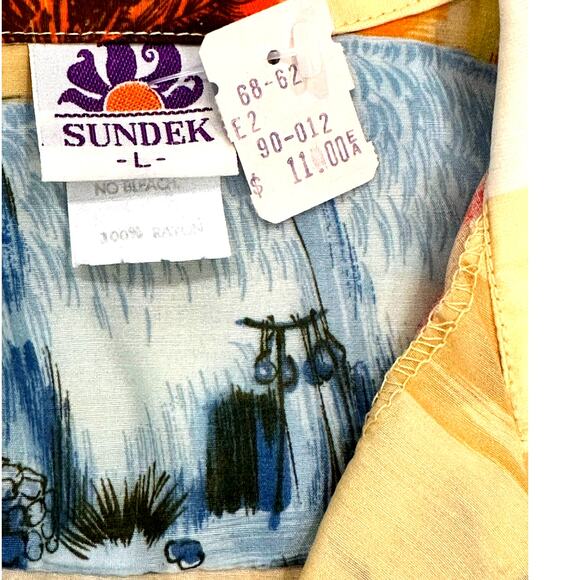 Sundek Vintage Men’s Size Large Rayon Hawaiian Shirt Excellent Condition w/Tags - Picture 7 of 10